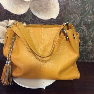 Yellow leather tote